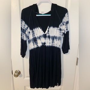 Casual Stretchy V-Neck Hooded Dress